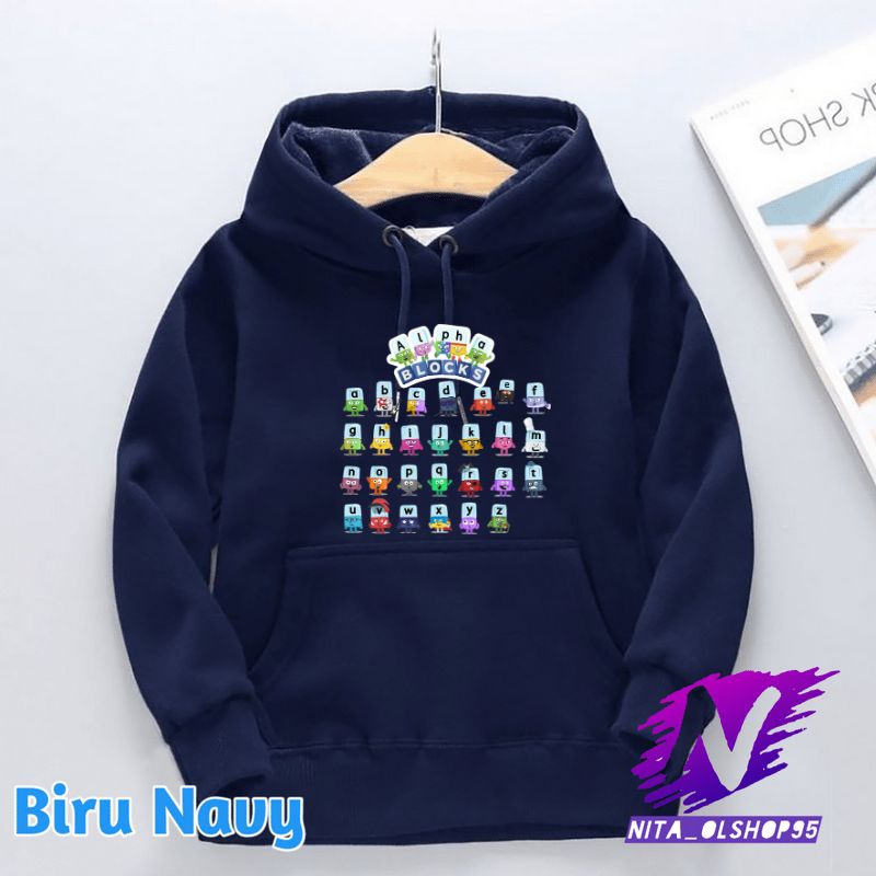 sweater hoodie anak alphabet block