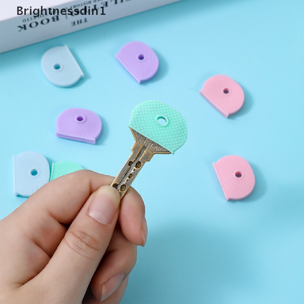 [Brightnessdin1] 10pcs Fashion Multi Warna Hollow Karet Lembut Key Keys Cap Key Covers Topper Keyring Key Case Untuk Mobil Keyring Aksesoris Butik