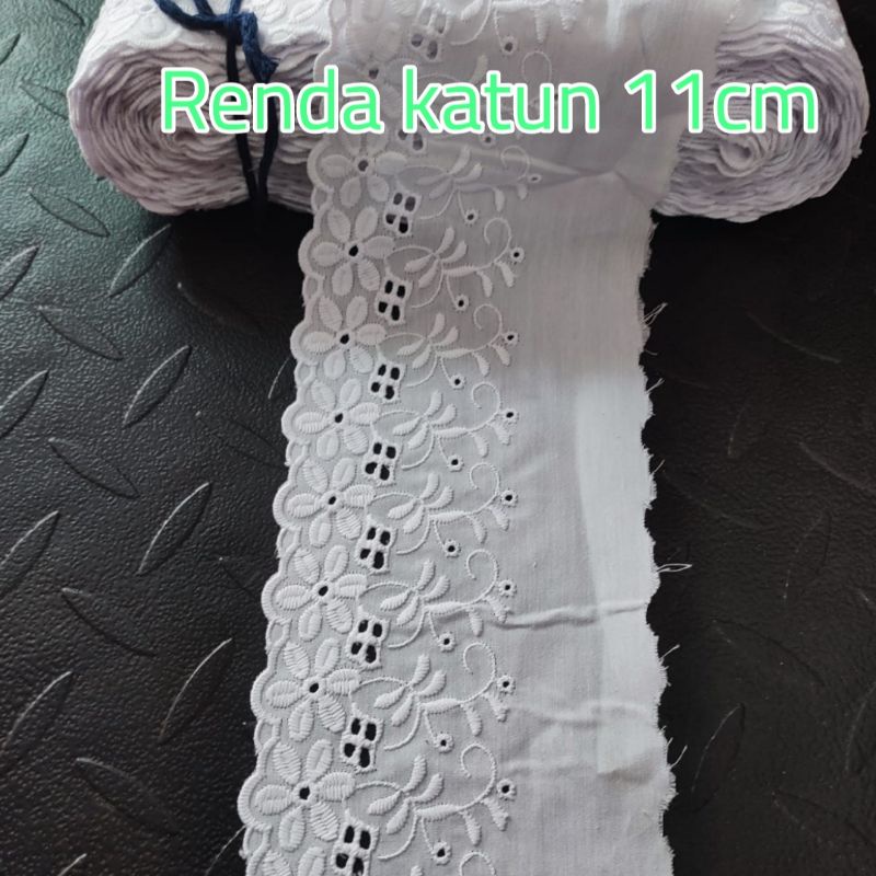 Renda Katun Jepang/Renda mukena lebar 11cm isi 15 yard