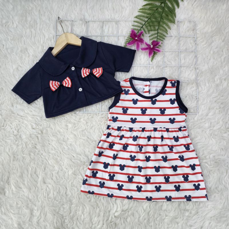 baju bayi perempuan dress + rompi jsb8