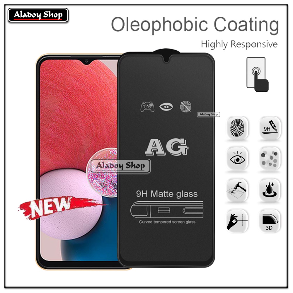 Paket 3IN1 Tempered Glass Layar Matte Anti Glare Samsung A13 4G Free Tempered Glass Camera dan Skin Carbon