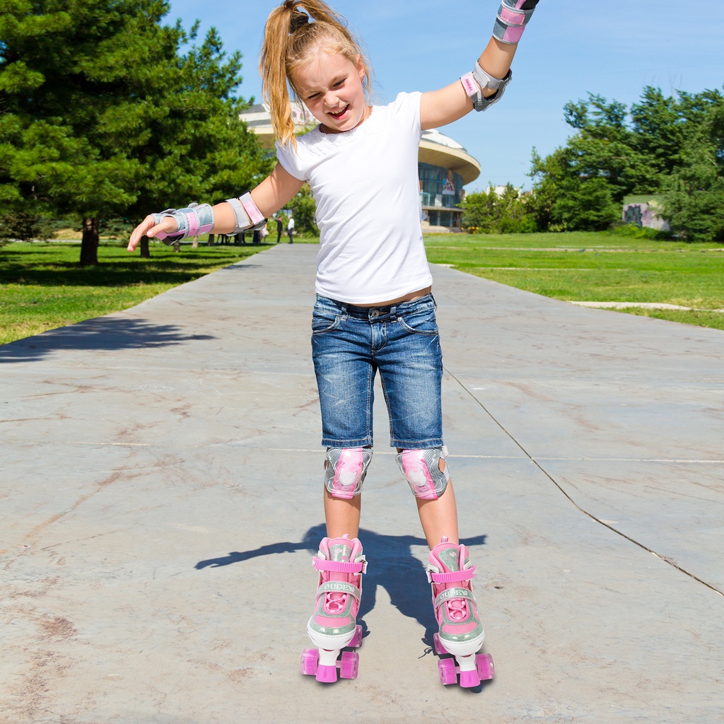 Oudew Girls Boys roda baris ganda Roller Skate Sepatu Roda Anak Pemula dengan Roda Bercahaya dan Ukuran yang Dapat Disesuaikan skotak hadiah kelas atas