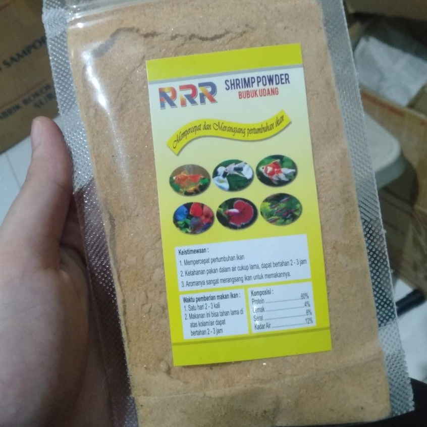 Makanan Pelet Ikan RRR Shrimp Powder Bubuk Udang Halus Pakan Ikan Kecil