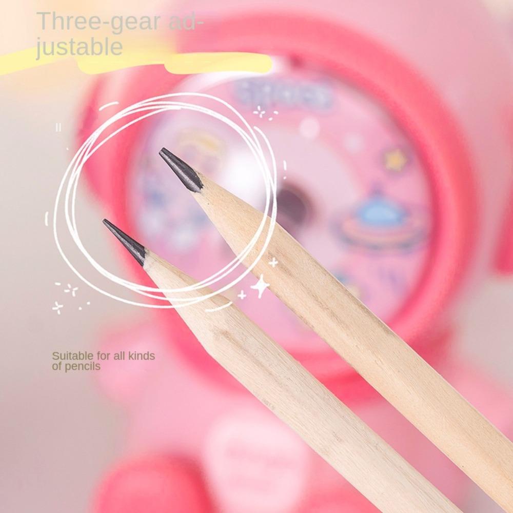 AUGUSTINA Pengasah Pensil Kreatif Kawaii Astronot Tangan-Engkol Anak Adjustable Alat Tulis Siswa