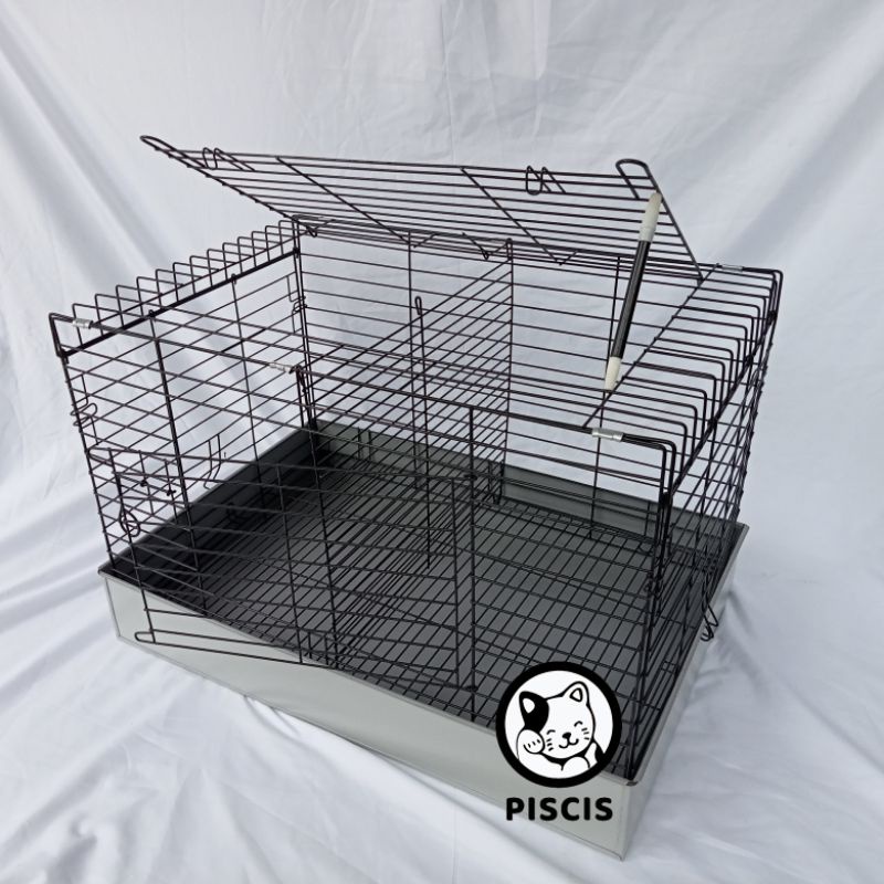 KANDANG KELINCI KUCING TUPAI BESI LIPAT MURAH SIZE JUMBO P62xL41xT41 Hitam Galvanis