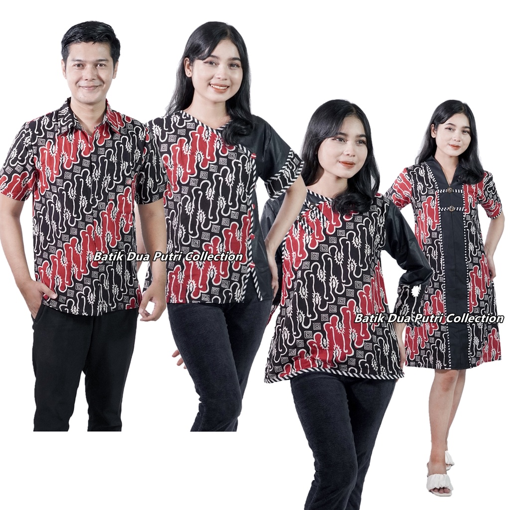 Batik Cap Couple Keluarga Blouse Atasan Dress Hem Simple Modern Family Pria Wanita