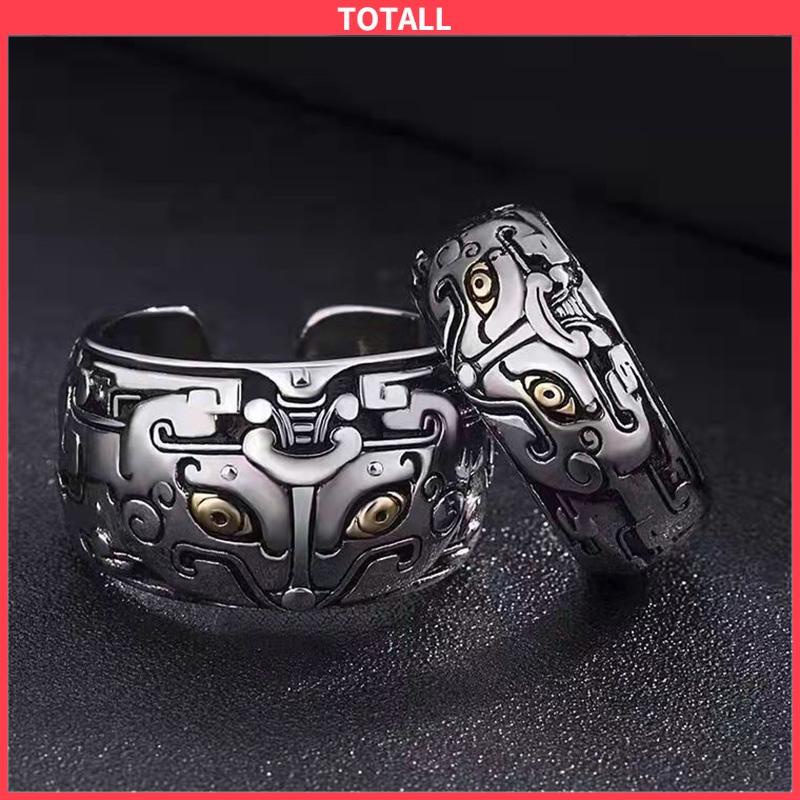 COD Cincin Pengawal Pria Tren Retro Kepribadian Pola Hewan Cincin Pixiu Terbuka-Totall