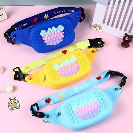 Mainan Anak Tas Pinggang Pop It Anti stress tempat HP/ Uang Koin / Aksesories mainan kecil / Tas San