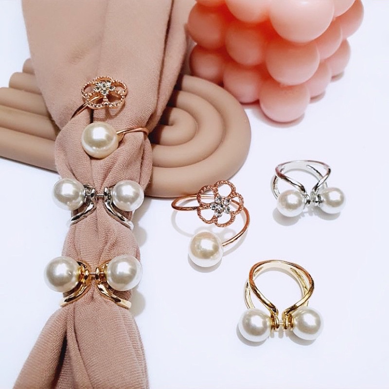 Ring Hijab / Ring Murah / Ring Mutiara / Ring Jilbab / Ring Cantik / Bros Cincin / Ring Kerudung / Bros Ring / Ring Kolong