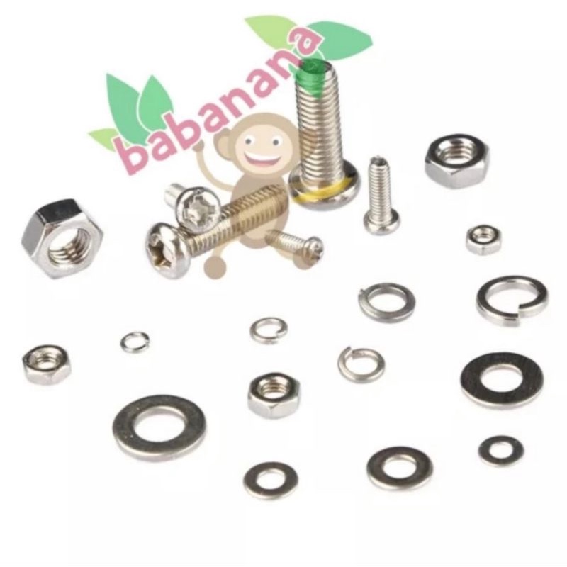 160pcs M2 M2.5 M3 M4 M5 baut mur hex screw nut washer ring set steel