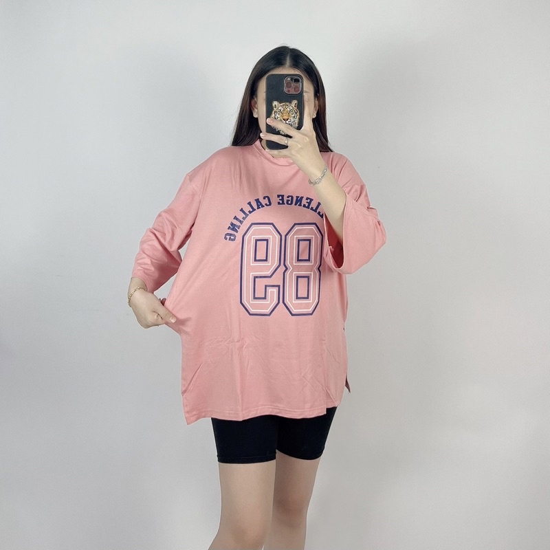 Kaos Oversize Slit Samping Cc 86 / Kaos Jumbo Lengan 7/8