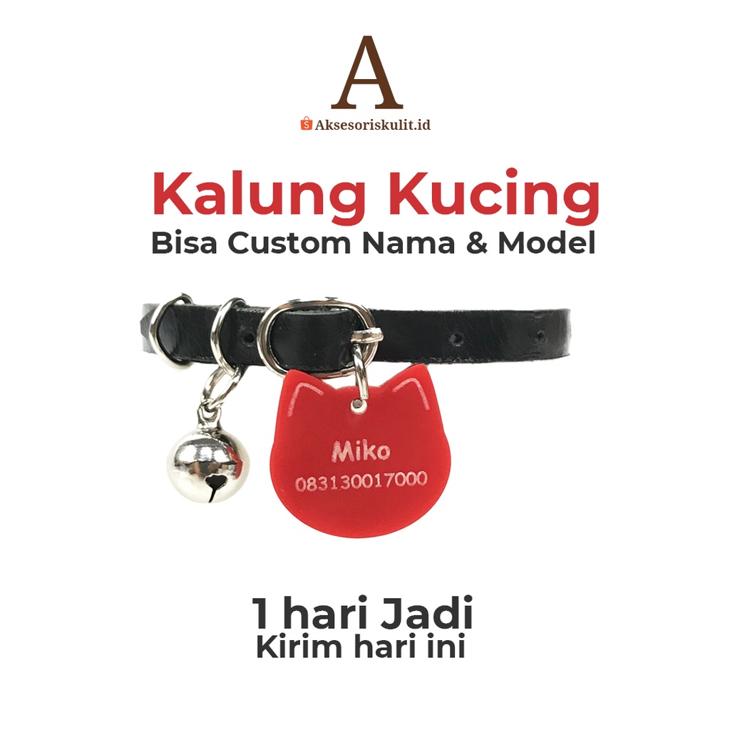 Kalung Kucing - Kalung Kucing Lonceng - Kalung Kucing Nama Custom Sesuai Keinginan