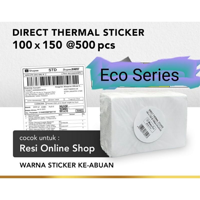 

Direct Thermal Sticker Label 100 x 150 CF Blue Print 500 pcs Eco Series