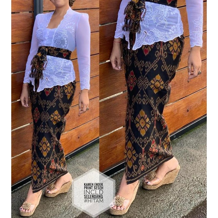 kamen katun endek lembaran set selendang
