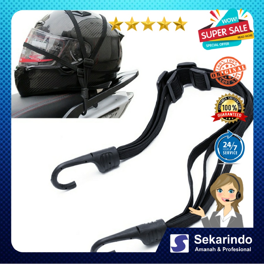 tali karet pengikat pengait helm motor 2 hook