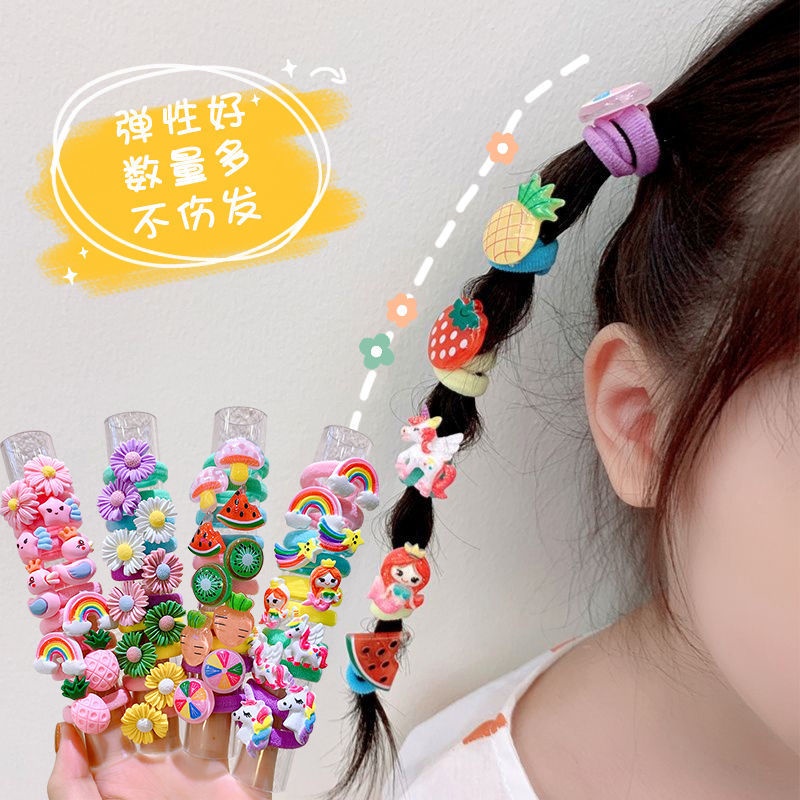 (ISI 3-10 PCS) Ikat Rambut Donut Anak Perempuan / Kunciran Karet Lucu Hadiah Buat Anak Perempuan Mainan Import Bayi