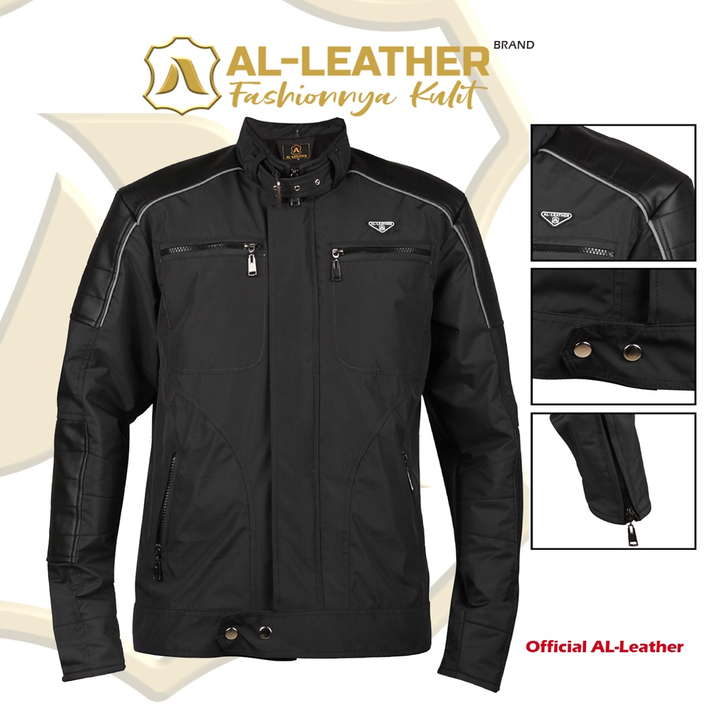 AL-Leather Jaket Pria Malcolm Merlyn Kombinasi Kulit Bonding Premium Tahan angin &amp; air