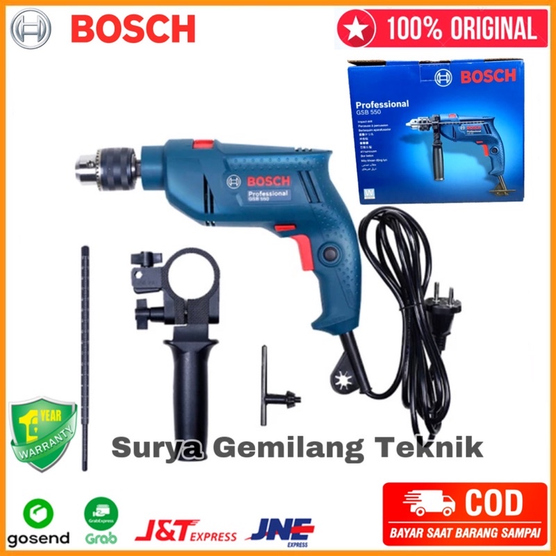 Jual Mesin Bor Tangan Listrik Bosch GSB 550 Freedom Kit Impact Drill ...