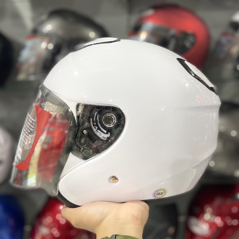 HELM KYOTO WHITE SOLID / HELM SNI /HELM DEWASA KUALITAS TERBAIK