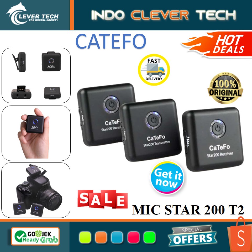 Catefo Star200 T2 2.4GHz Ultra Compact Digital Wireless Microphone RESMI