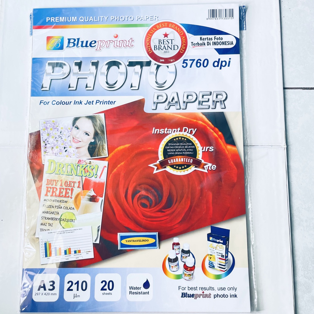 PHOTO PAPER KERTAS FOTO A3 ANTI AiR TEBAL MURAH UNTUK MENU LIST