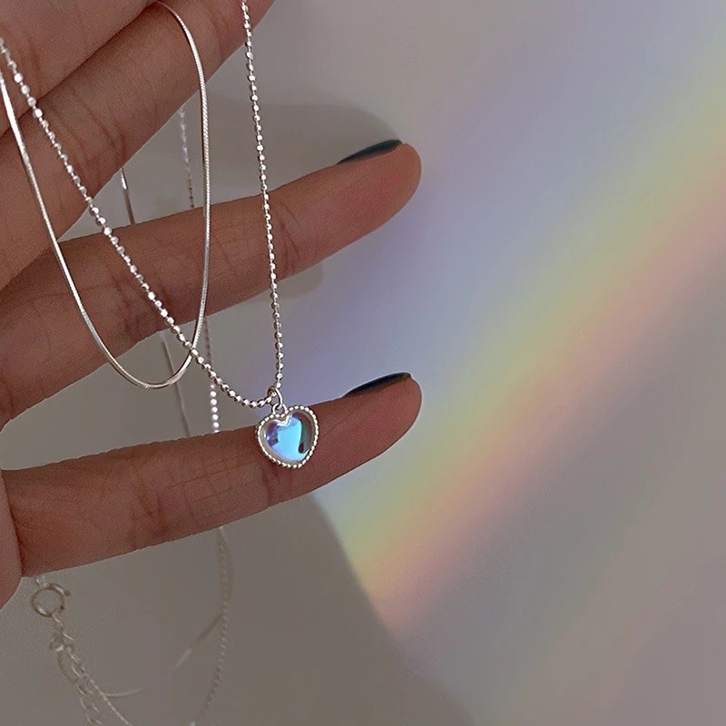 Fashion Cinta Ganda Batu Permata Kalung Untuk Wanita Vintage Perak Choker Rantai Liontin Perhiasan Aksesoris-23