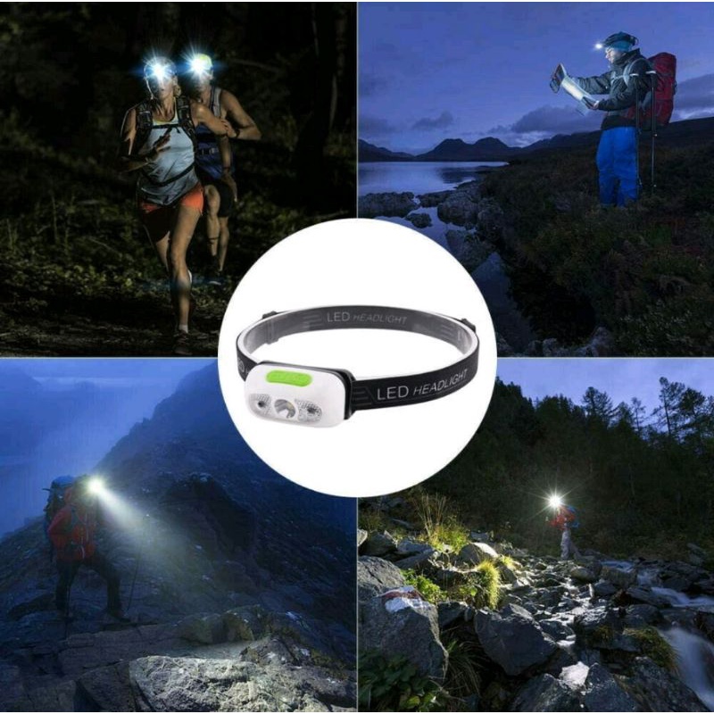 Lampu Senter Kepala LED Mini Rechargeable Untuk Camping