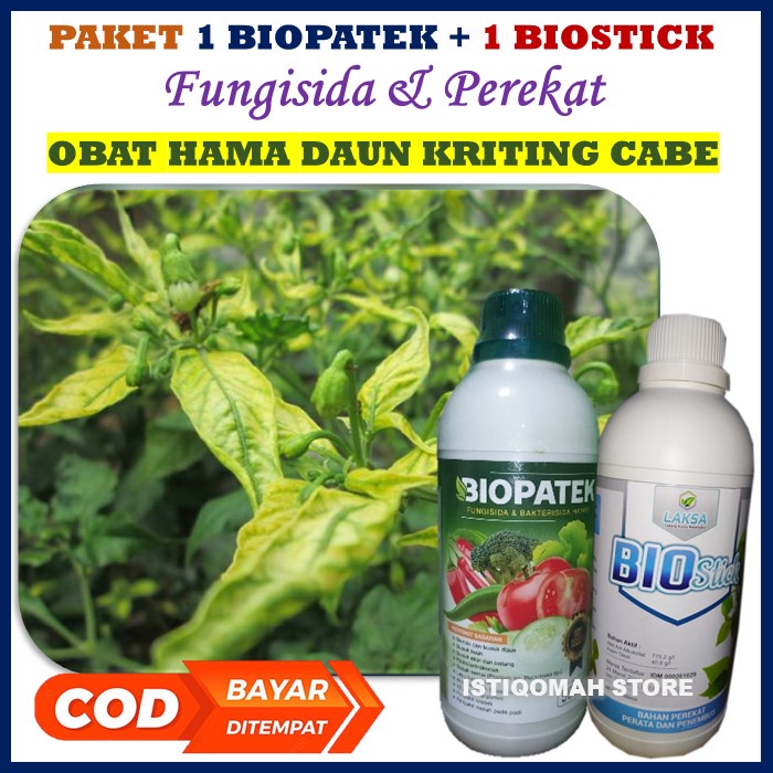 Paket Obat Kriting Cabe BIOPATEK + BIO STICK Perekat - Obat Pembasmi Keriting Pada Tanaman Cabe BIOP