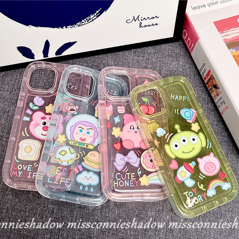IPHONE Casing Kompatibel Untuk Iphone11 14 13 12 Pro Max7 8 6 6S Plus XR X XS MAX Shockproof Airbag Kartun Stiker Lucu Toy Story Alien Buzz Lightyear Casing Ponsel TPU Lembut Transparan