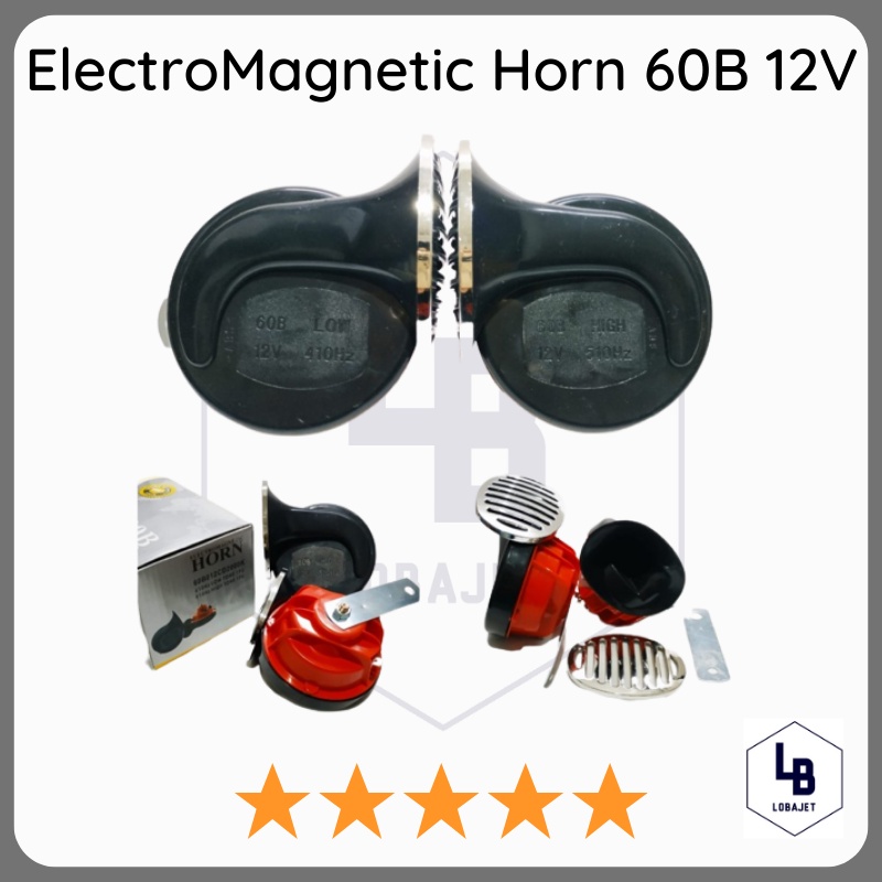 Electromagnetic Horn 60B 12V High-Low Tone - 1 Set Klakson Keong Untuk Mobil dan Motor