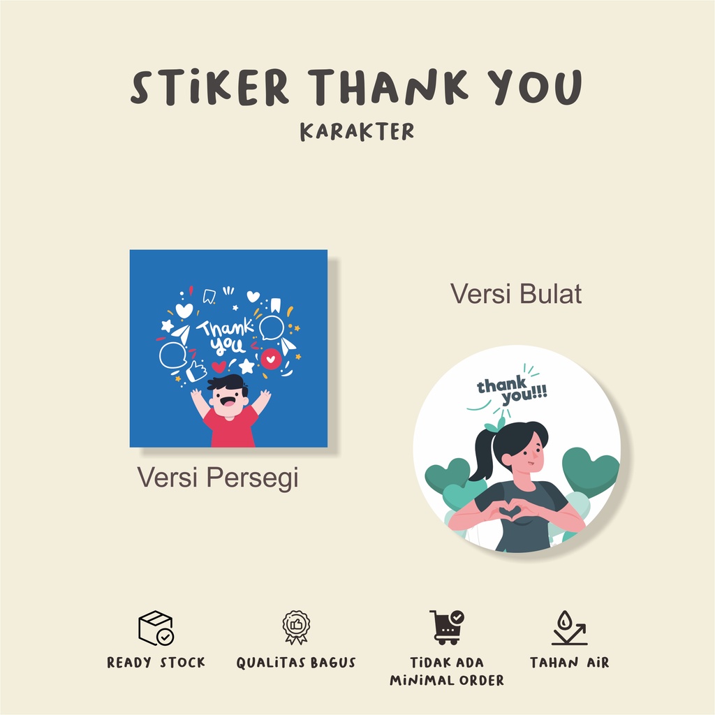 

tema KARAKTER/cetak stiker thank you/murah/label terimakasih