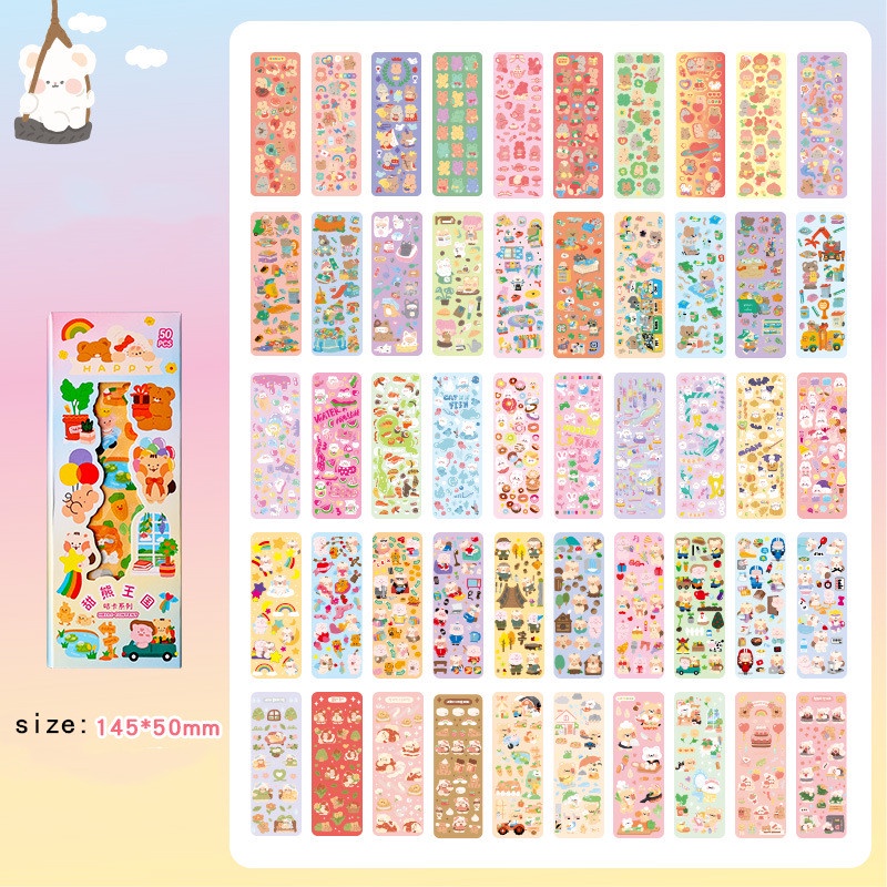 6/50pcs Stiker Kartun Lucu Hewan Tahan Air Dekoratif DIY Tangan Akun Stiker Untuk idol Photocard Decor Album Stationery