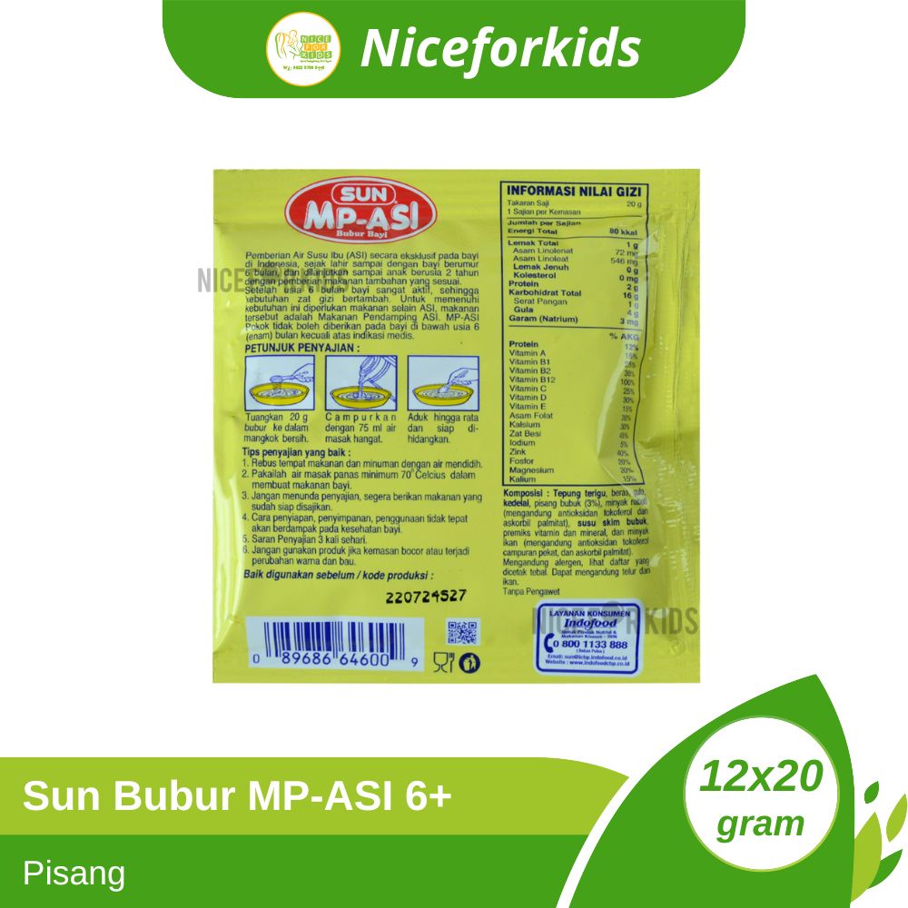 Sun MP-ASI Bubur Bayi 6-12 Bulan Renceng Isi 12 Sachet / Sun Mpasi Bayi