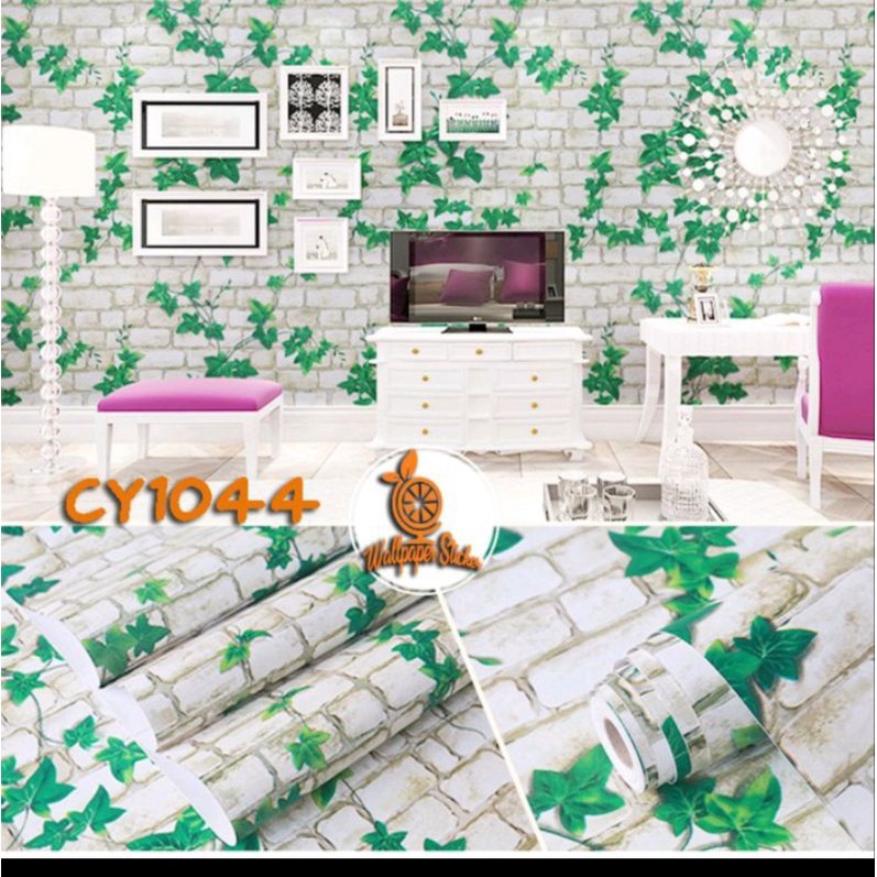 Wallpaper dinding motif bata daun cy1044/gh005 ukuran 45cmx 10m wall sticker wallpaper premium wallp