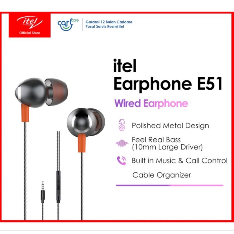ITEL  Earphone Smartphone Type E51 1.2 M