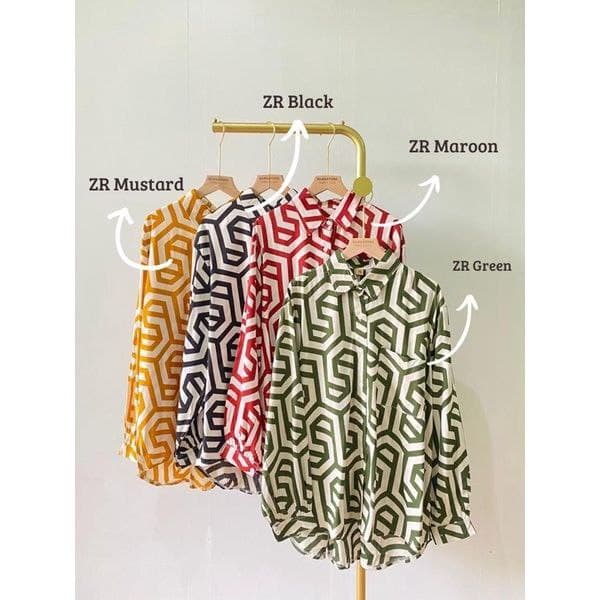 KEMEJA GARIS WANITA LENGAN PANJANG | ATASAN MOTIF BLOUSE WANITA RAYON | BAJU KERJA KASUAL MURAH TERLARIS