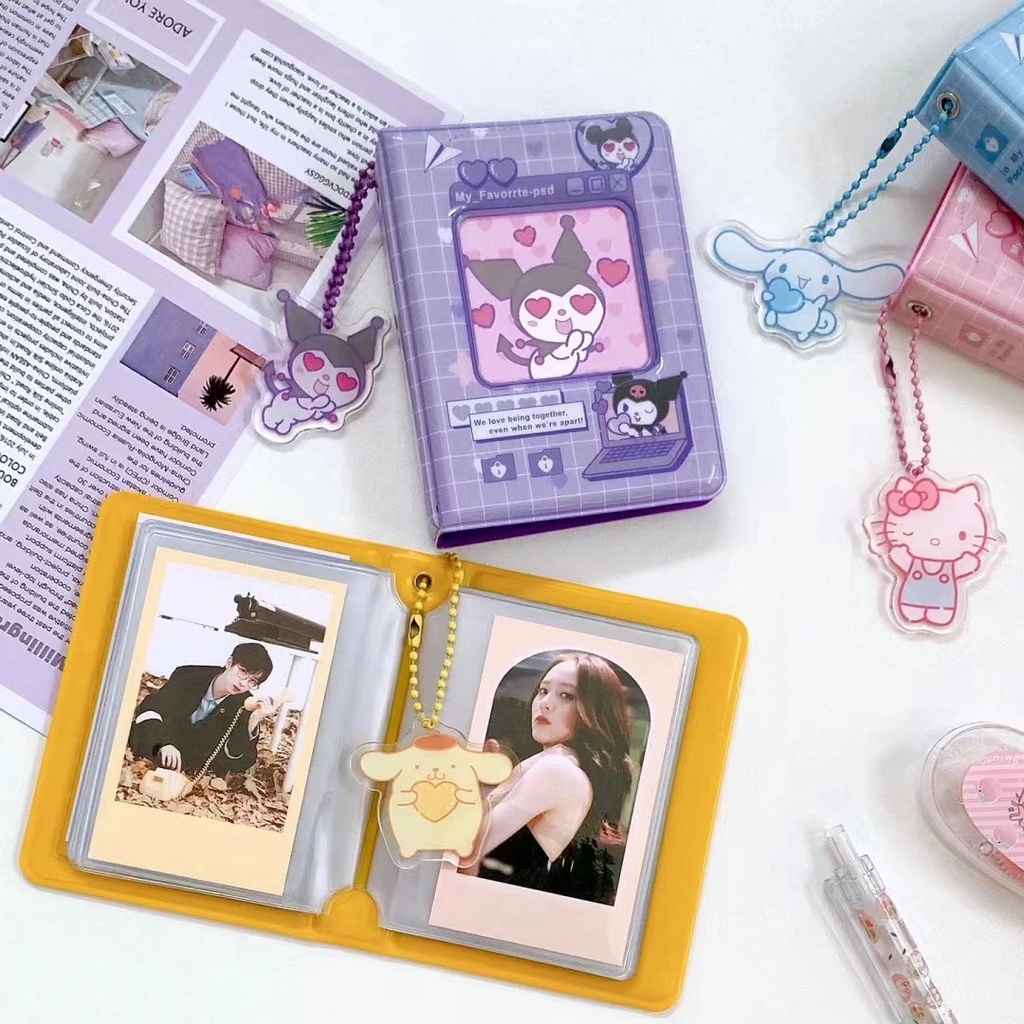 Sanrio Album Foto polaroid 2r 3 inci bahan 40 Kantong PVC Halaman Dalam Kartun Kartu Buku Idol Pas Foto Penyimpanan Mini Mengumpulkan Buku