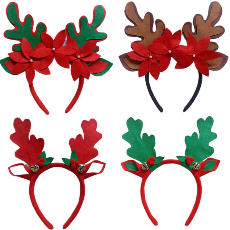 Bando Natal Dewasa Tanduk Rusa Lonceng Bunga Telinga Raindeer Deer Headband