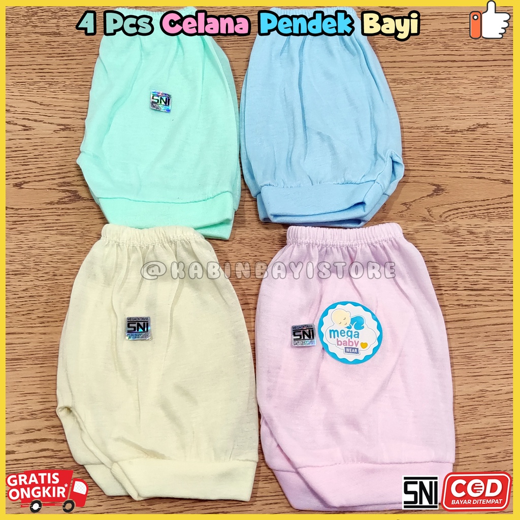 4 Pcs Celana Pendek Bayi Newborn Polos SNI