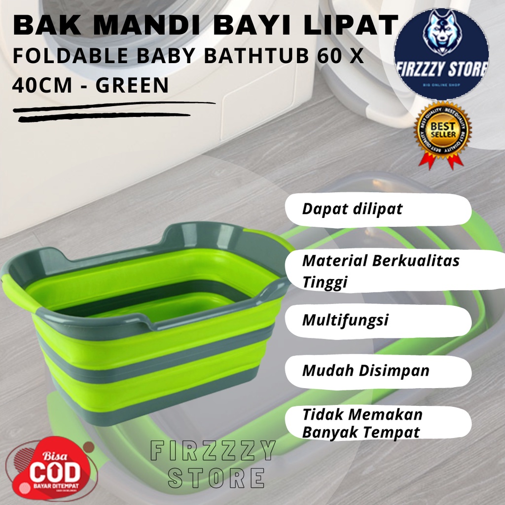 Bak Mandi Bayi Lipat Foldable Baby Bathtub 60 x 40CM - Green