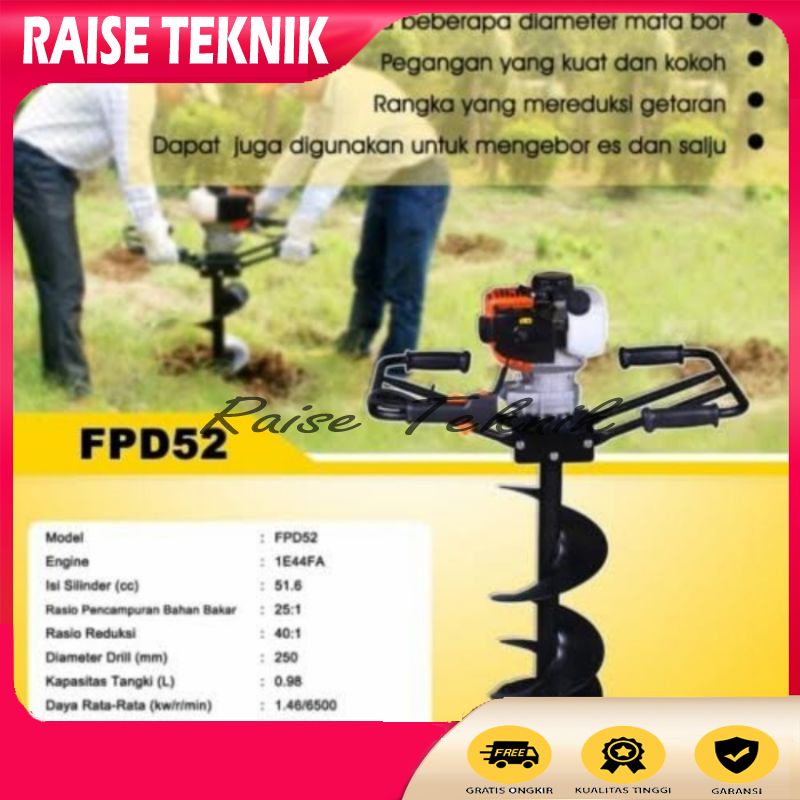 MESIN BOR TANAH EARTH AUGER FIRMAN FPD52 TANPA MATA BOR
