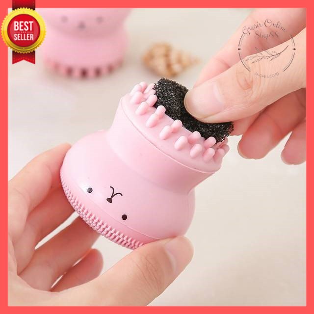 GOS -H303- Spon Wajah Bentuk Gurita - Alat Pembersih Wajah Silikon - Foamer Facial Cleanser Gurita