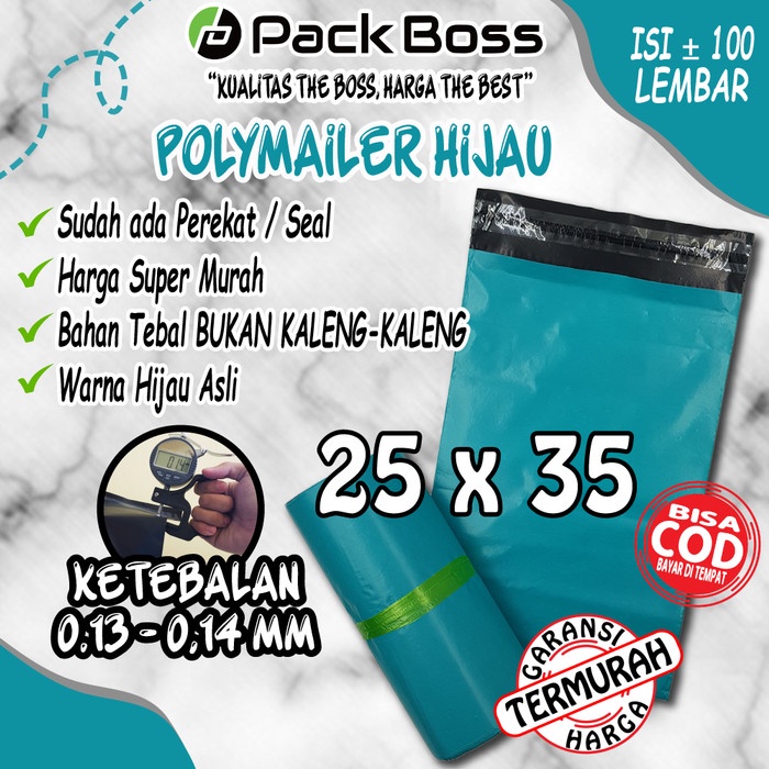 

✨NEW✨ - Polymailer HIJAU TOSCA 25x35 Plastik Packaging Online Shop Ada Lem nya