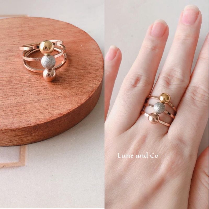 Cincin Fashion Titanium Bola Tingkat Mixcolour CS201