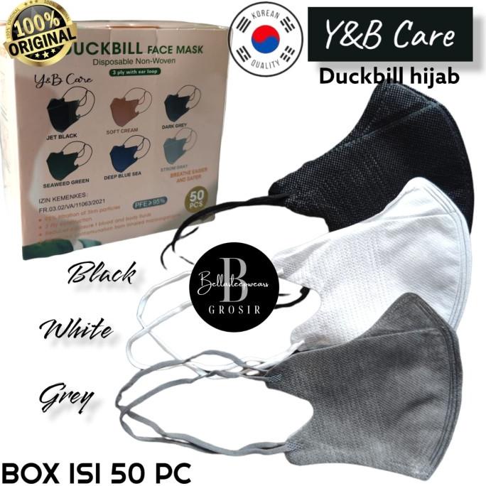 YB CARE - MASKER DUCKBILL Y&B CARE HIJAB HEADLOOP 3PLY GARIS FACE MASK t-bellasleepwears Ayo Beli