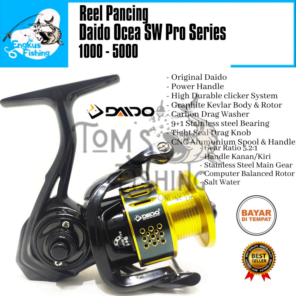 Reel Pancing Daido Ocea SW Pro Series 1000 - 5000 (9+1Bearing) Salt Water PH - Engkus Fishing