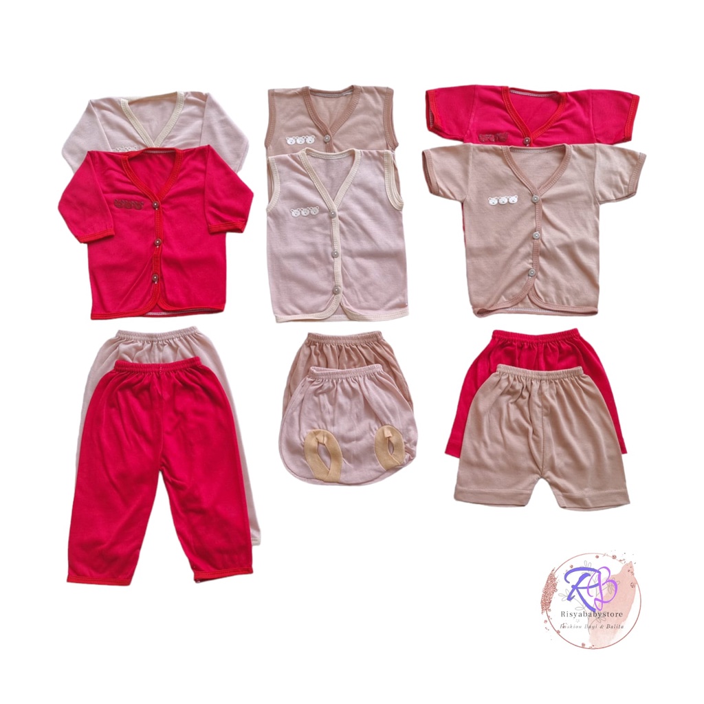 Pakaian baju newborn polos merah coklat milo 18 pcs hemat ekonomis/ setelan baby newborn set baby gift