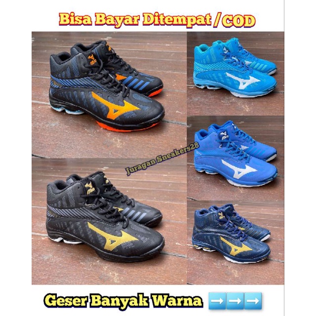 Sepatu Volly Mizuno Wlz 4 Sepatu Voli Mizuno Pria Wlz 4 Mid Sepatu Bulutangkis Sepatu Pria & Wanita 