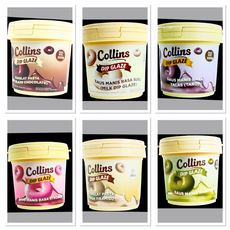 Collins Dip Glaze Mini 300gr Coklat Cair Topping Donat Piscok Halal