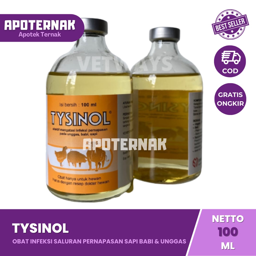 TYSINOL Medion 100 mL | Antibiotik Penyakit Sapi Babi Bebek Ayam | 100 ml | MEDION | Apoternak